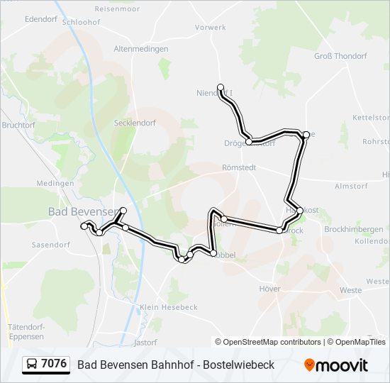 Buslinie 7076 Karte