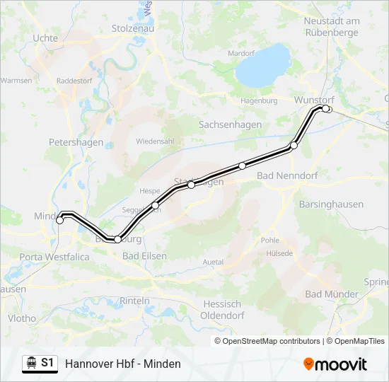 S-Bahn S1: карта маршрута