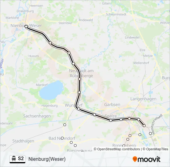 S-Bahn S2: карта маршрута