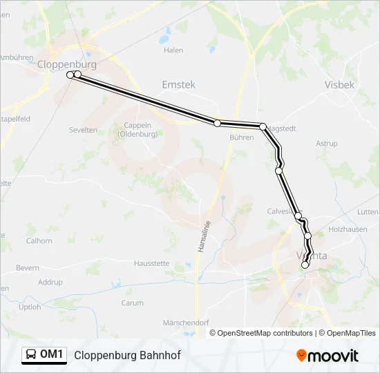 Автобус OM1: карта маршрута