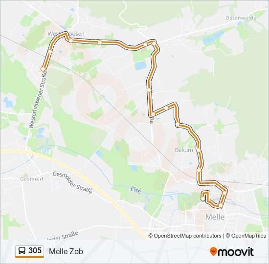 305 bus Line Map