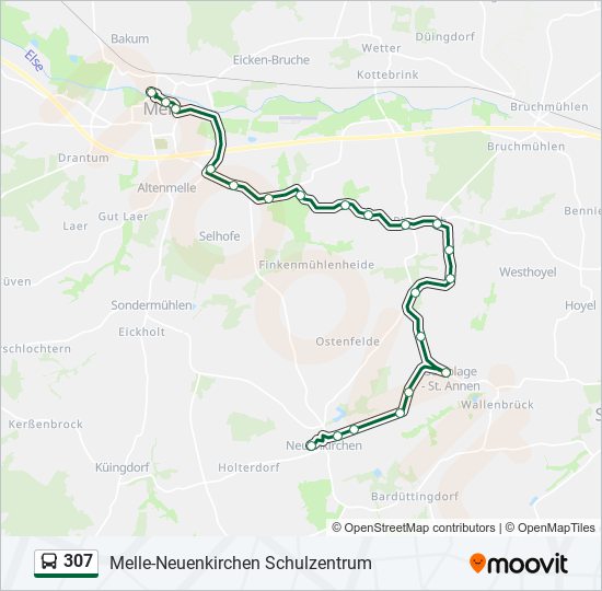 307 bus Line Map