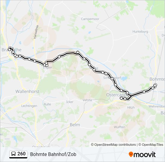 Buslinie 260 Karte