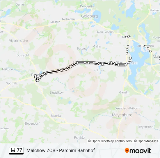 Автобус 77: карта маршрута