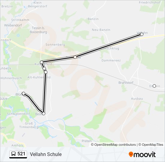 521 bus Line Map