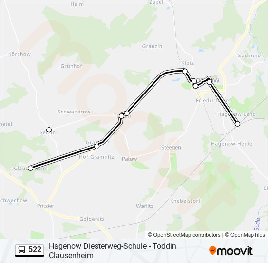 522 bus Line Map