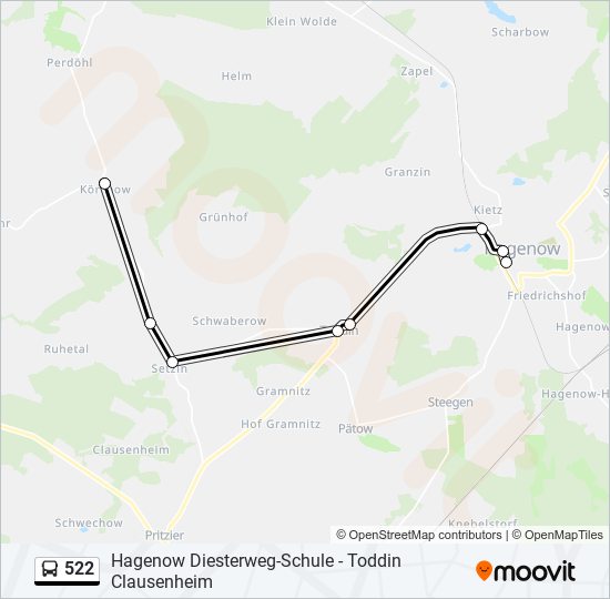 522 bus Line Map