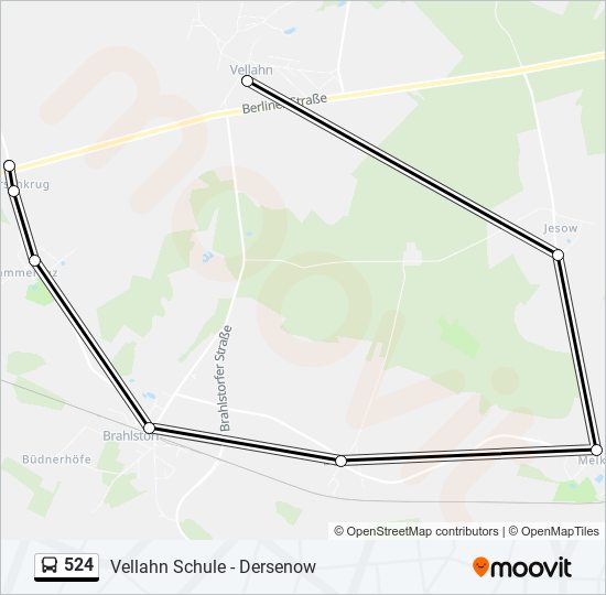 524 bus Line Map