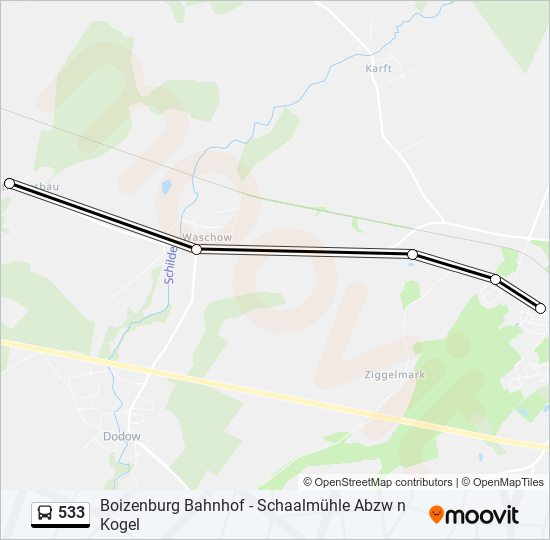 533 bus Line Map