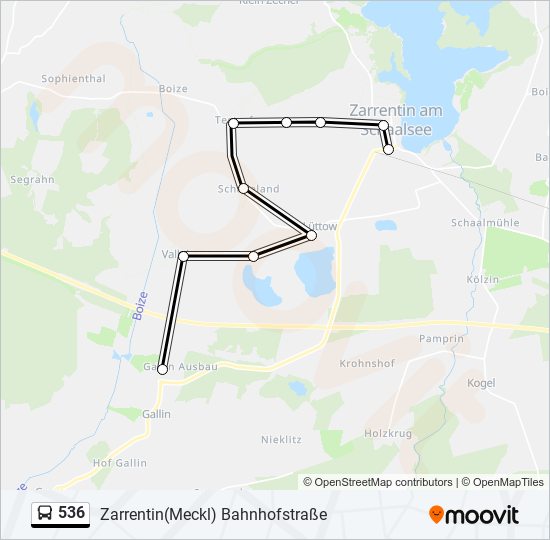 536 bus Line Map