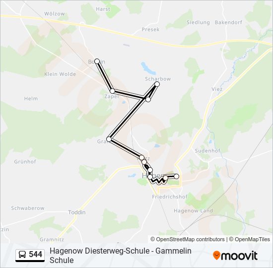 544 bus Line Map