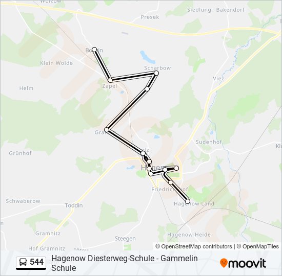 544 bus Line Map