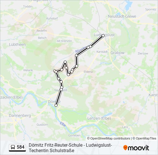 584 bus Line Map