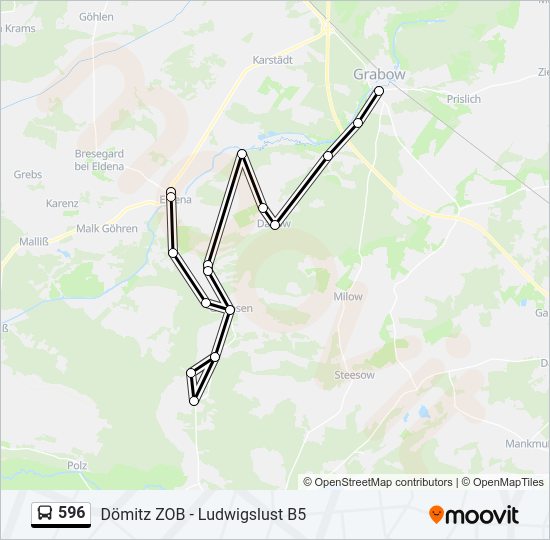 Buslinie 596 Karte