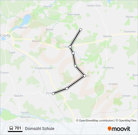 701 bus Line Map