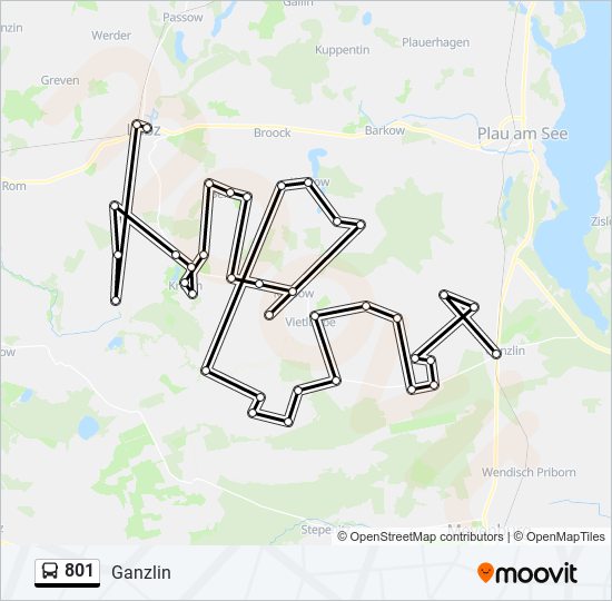 801 bus Line Map