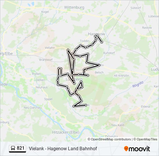 821 bus Line Map