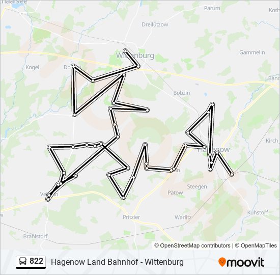 822 bus Line Map