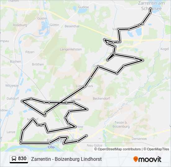 830 bus Line Map