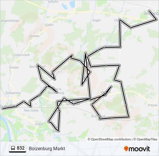 832 bus Line Map