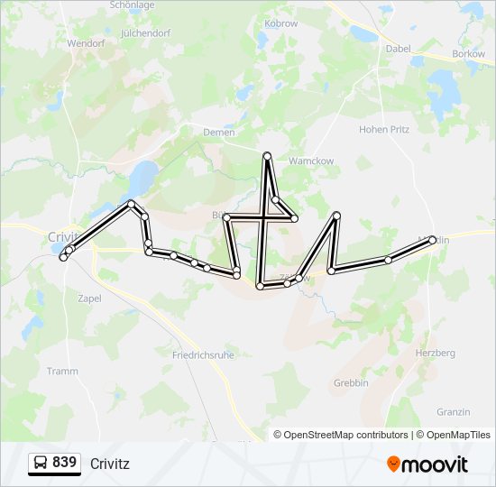 839 bus Line Map