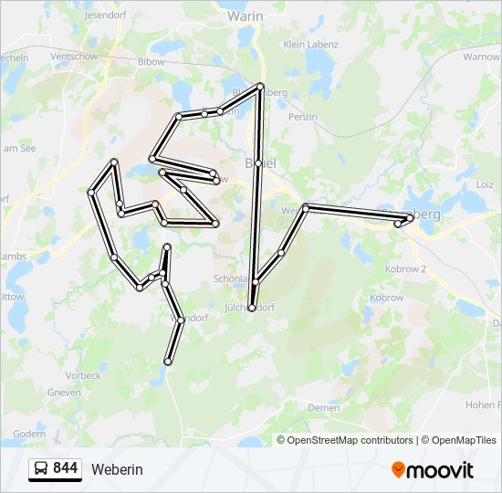 844 bus Line Map