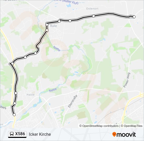 Buslinie X586 Karte