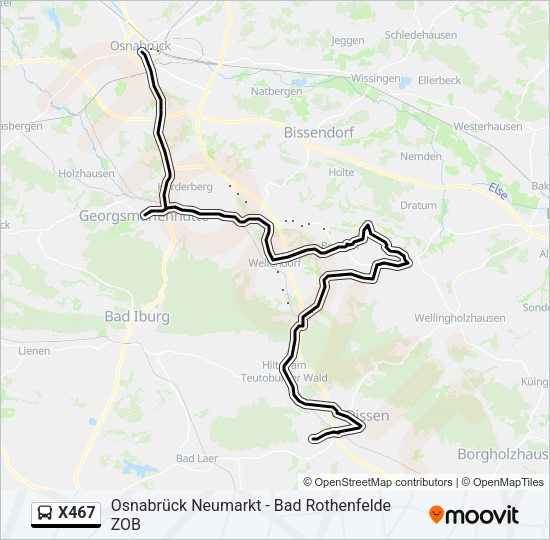 Buslinie X467 Karte