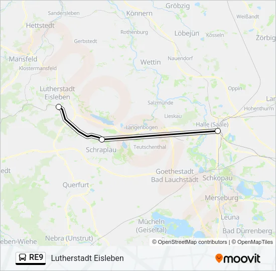 Автобус RE9: карта маршрута