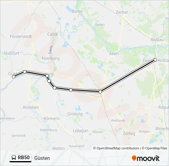 Автобус RB50: карта маршрута