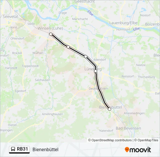 Автобус RB31: карта маршрута