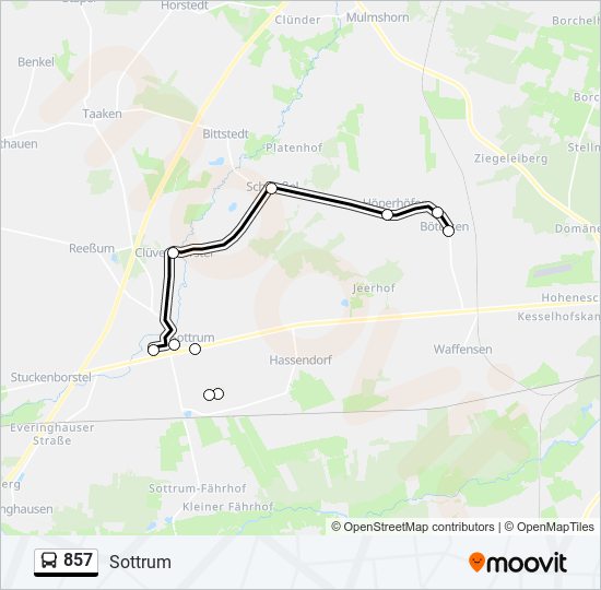 857 bus Line Map