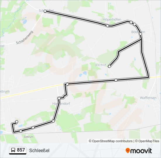 857 bus Line Map