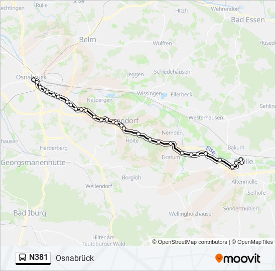 N381 bus Line Map