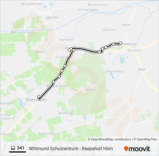 341 bus Line Map