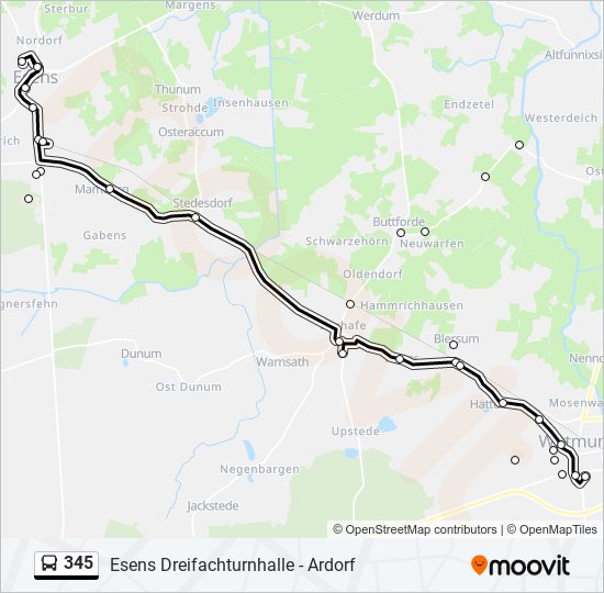 345 bus Line Map