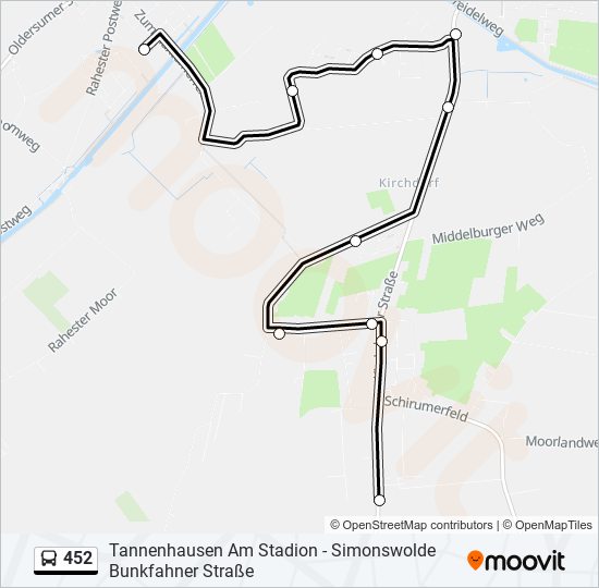 452 bus Line Map