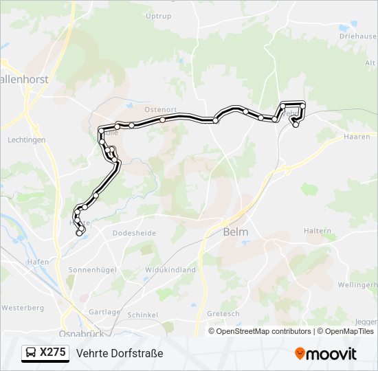 Buslinie X275 Karte