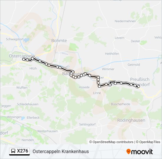 Buslinie X276 Karte