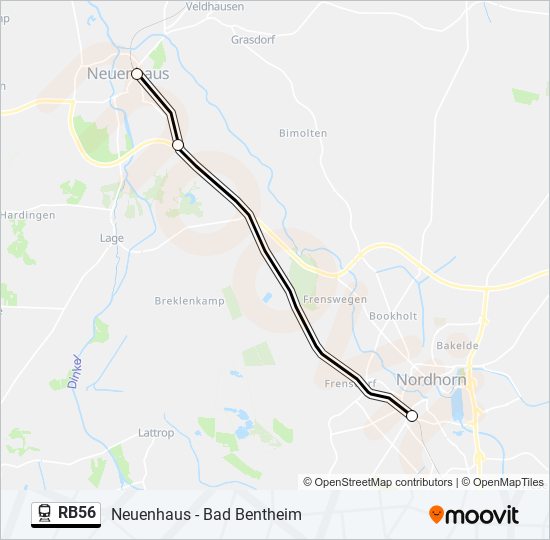 Поезд RB56: карта маршрута