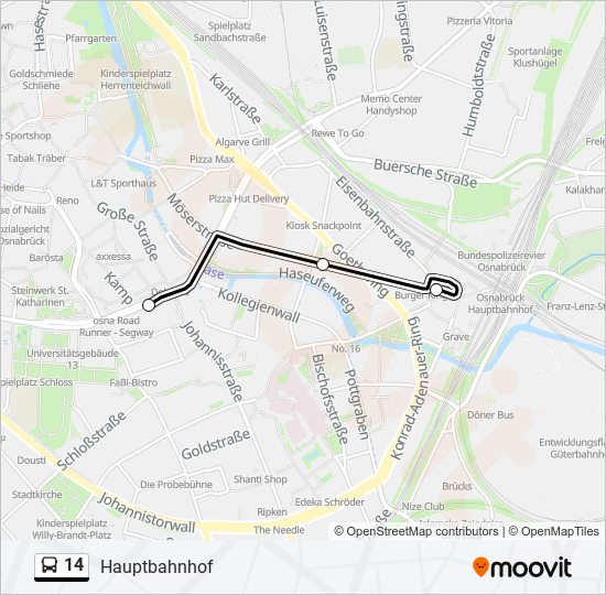 14 bus Line Map