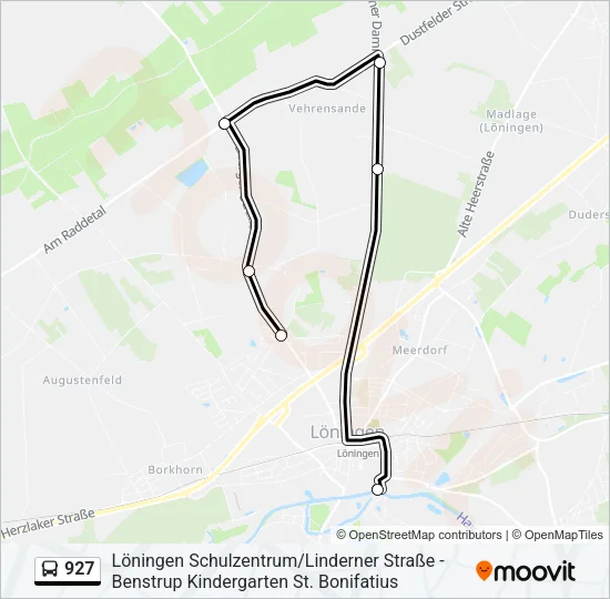 Buslinie 927 Karte