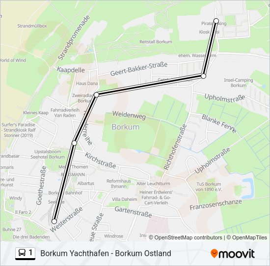Buslinie 1 Karte