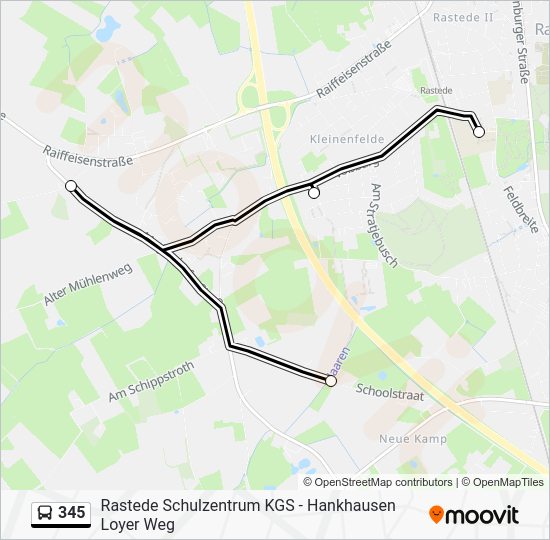 345 Route: Schedules, Stops & Maps - Rastede Schule Feldbreite (Updated)