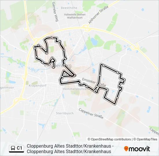 Автобус C1: карта маршрута