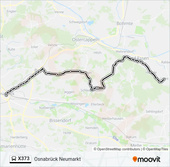 Автобус X373: карта маршрута