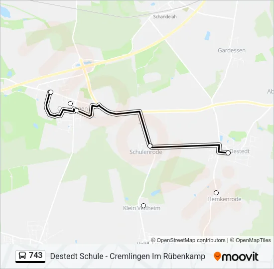 743 Bus Line Map