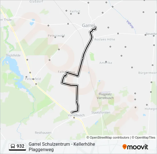 Автобус 932: карта маршрута