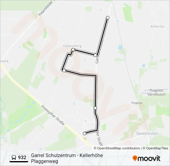 Автобус 932: карта маршрута