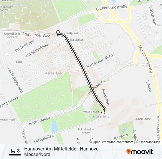 Автобус 8: карта маршрута